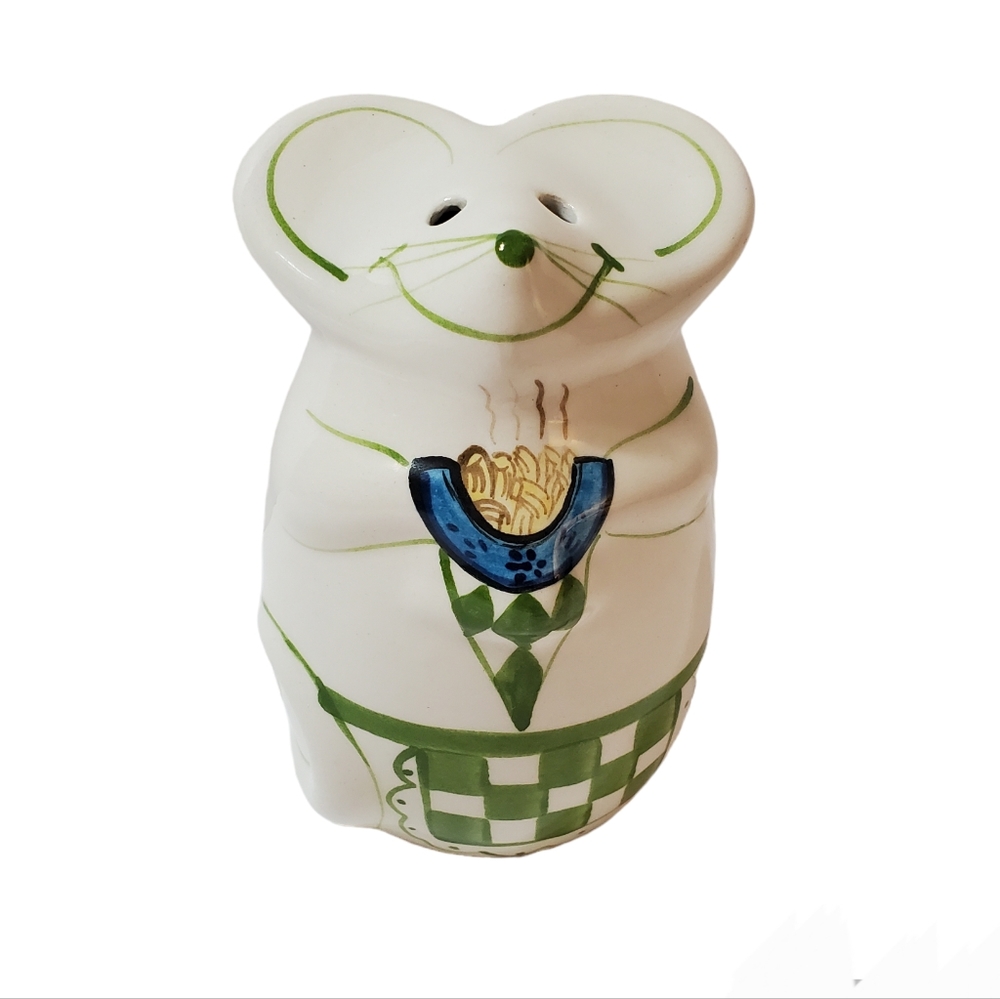 Vintage 1998 Laurie Gates Hand Painted Ceramic Mouse Parmesan Cheese Shaker